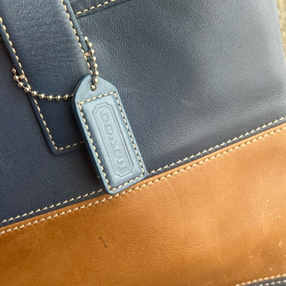 Coach Blue and Brown Color Block Tote Bag - Picture 3 of 3